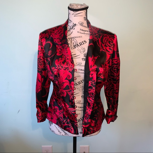 Xscape Black and Red Ladies Blazer Jacket Size 8 - Picture 2 of 16